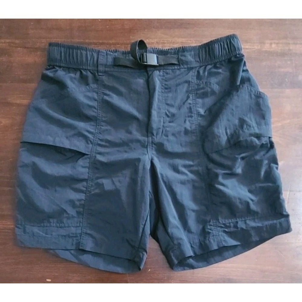 Eddie Bauer Shorts Black Nylon Ripstop Belted Hiking Outdoor Tech Men's Medium
